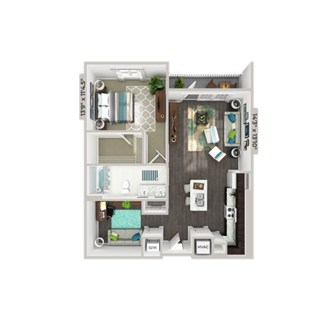 One bedroom floorplan A4